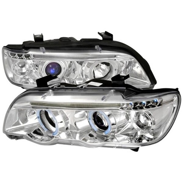 Overtime X5 Halo LED Projector Headlight for 01 to 03 BMW E53, Chrome - 13 x 25 x 26 in. OV2654251 - main
